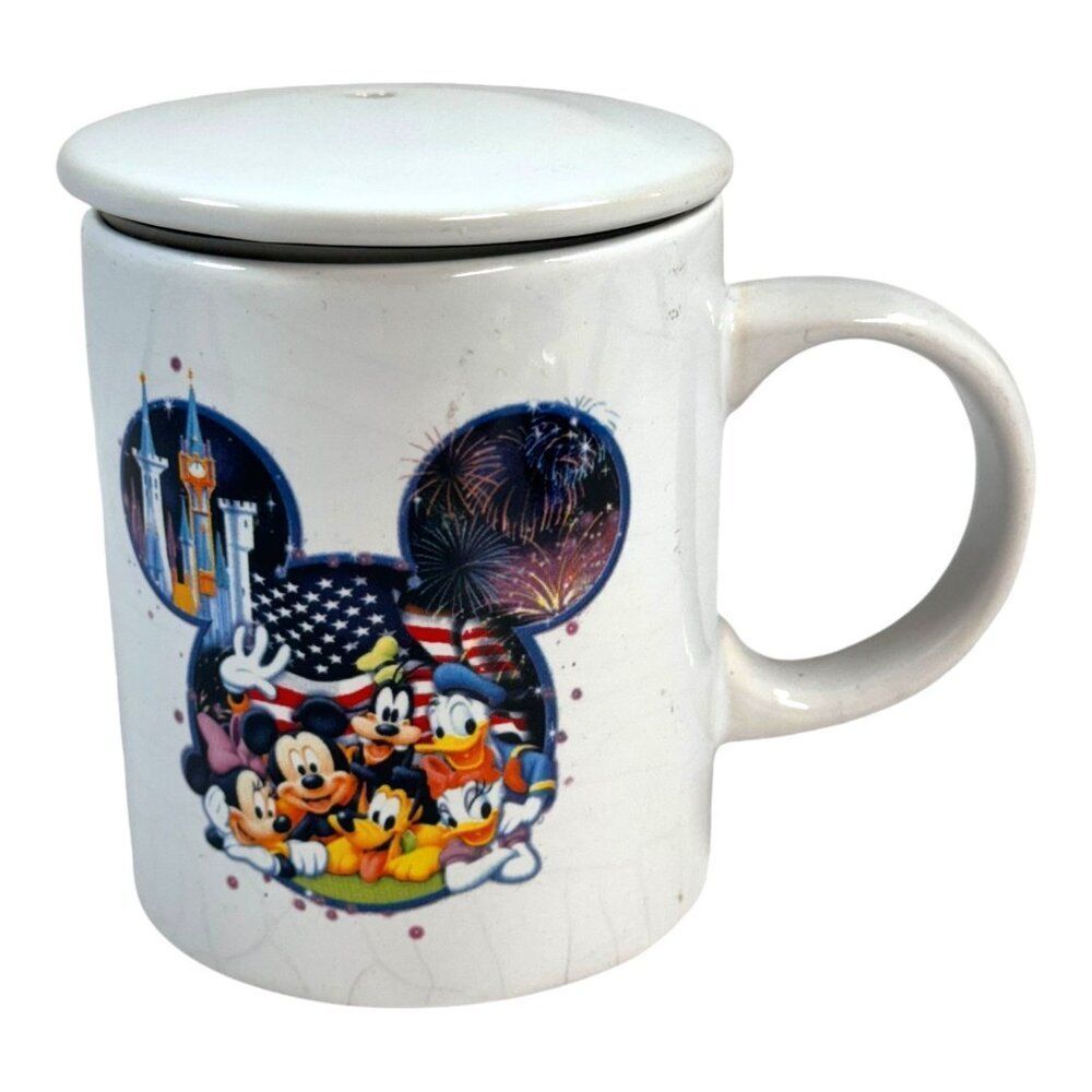 Disney Jerry Leigh Mickey Mouse Ceramic Mug With Lid Collectible Magic Kingdom